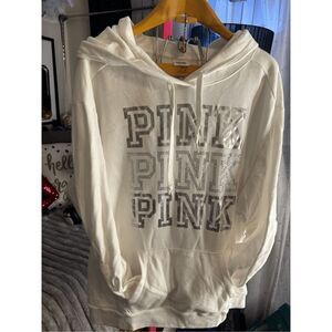 EUC VS Pink XxL bling Campus Pullover Hoodie hooded sweatshirt optic sweater
